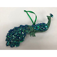 Glittered Peacock Hanging Dec